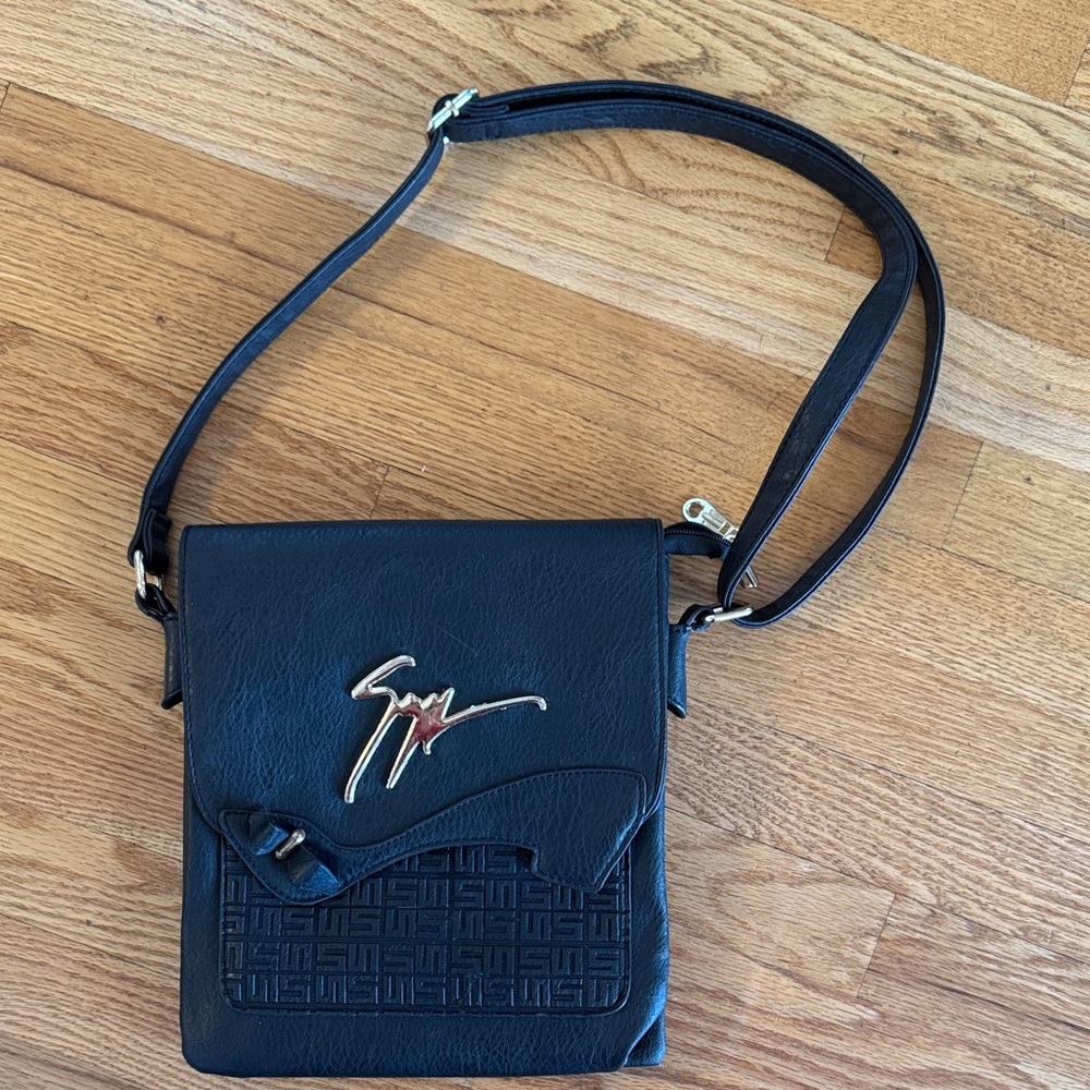 Not real - Giuseppe Zanotti  Black Crossbody Bag with Gold Accent